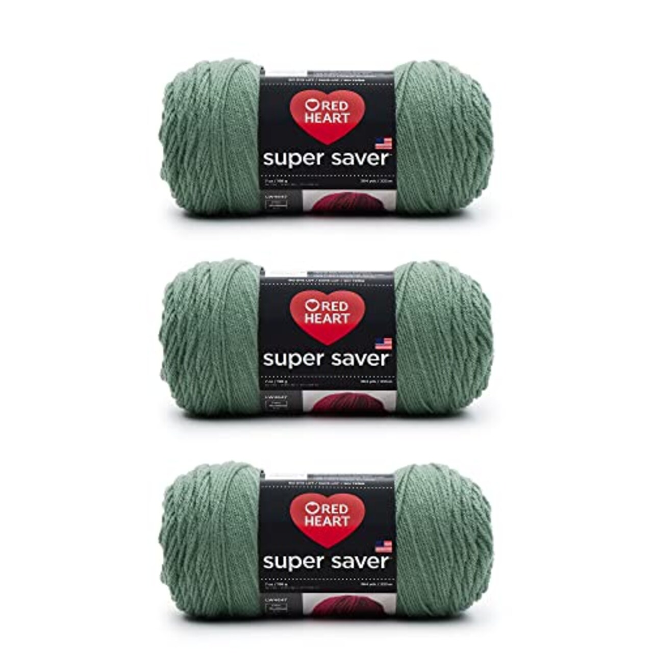 Red Heart Super Saver Light Sage Yarn - 3 Pack of 198g/7oz - Acrylic - 4  Medium (Worsted) - 364 Yards - Knitting/Crochet